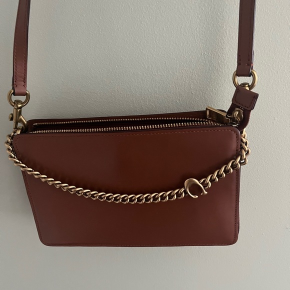 Coach Handbags - Coach Brown Crossbody Bag with Gold Chain